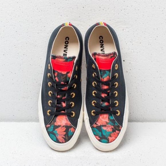 Converse Shoes - Converse Women's Black & Red Floral Low Top Sneakers